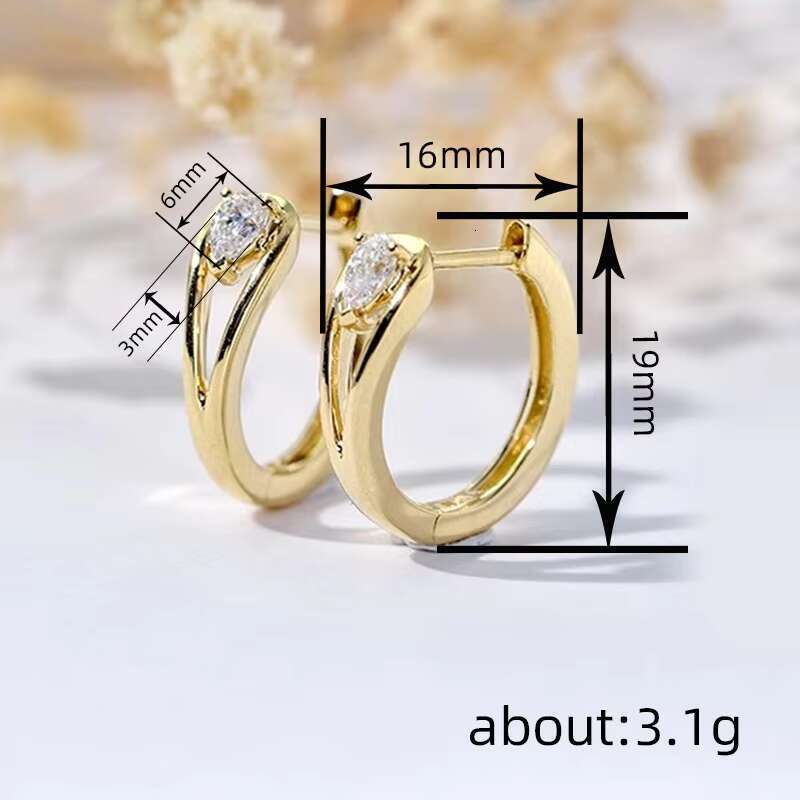 Factory Custom Trendy Water Drop Design Zircon Hoop Earrings for Engagement Wedding Gold Plated CZ Earrings Women Jewelry