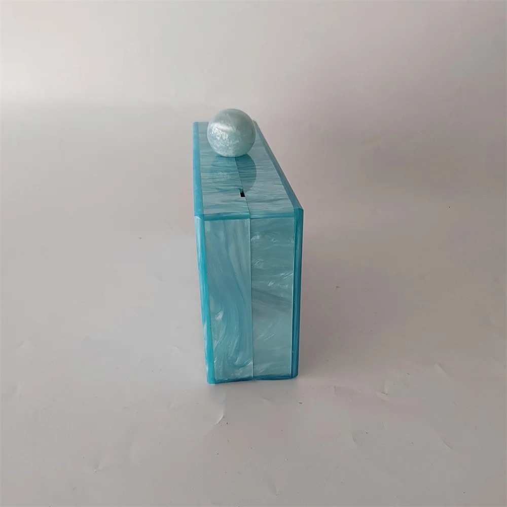 Pearl Marble Light Blue Cross Body Purse Cute Handbag Lady Party Prom Envelope Women Acrylic Evening Bags Shoulder Bag 250708