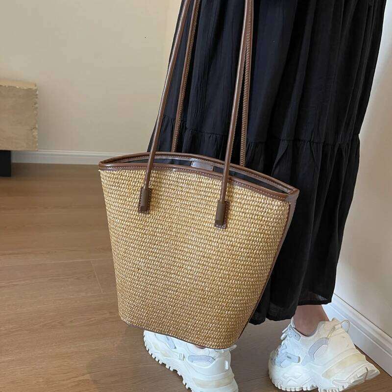 Summer Beach For Women Handmade Rattan Woven Shoulder Bags Large Capacity Straw Bag Bohemian Casual Travel Handbag Totes