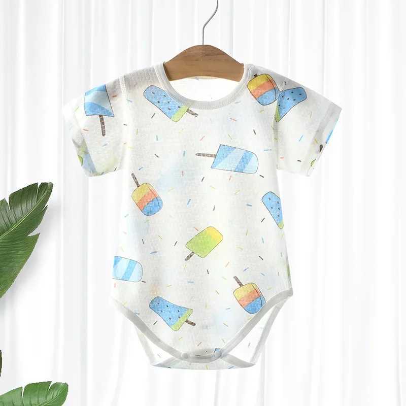 Baby Thin Cotton Mesh Short Sleeve Baby Clothing Bodysuits Newborn Boys and Girls One Piece Clothing Newborn Babies 0 to 3 Z250712