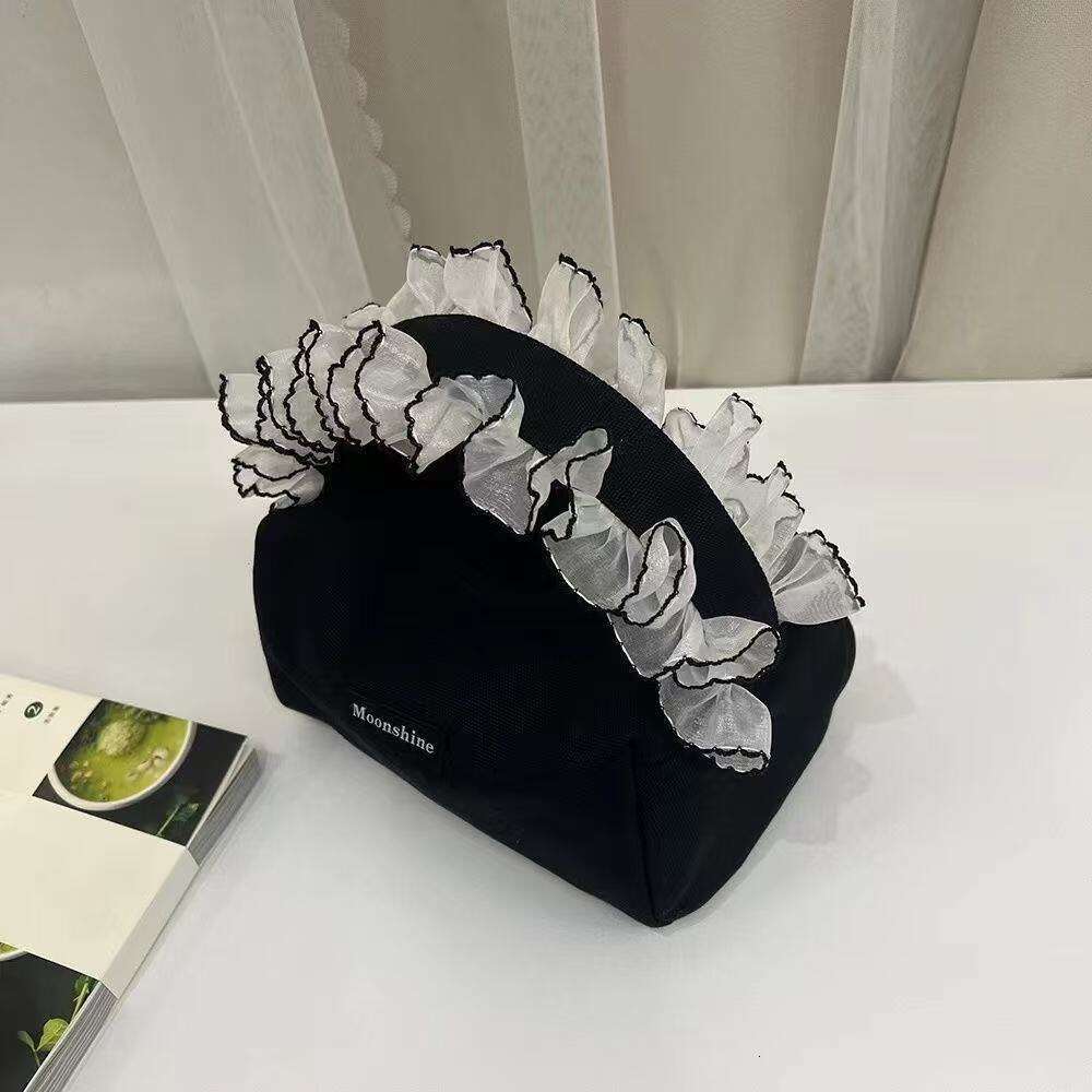 Women's Handbag Niche Design Lace Canvas Toiletry Makeup Bag Portable Cosmetic Organizer