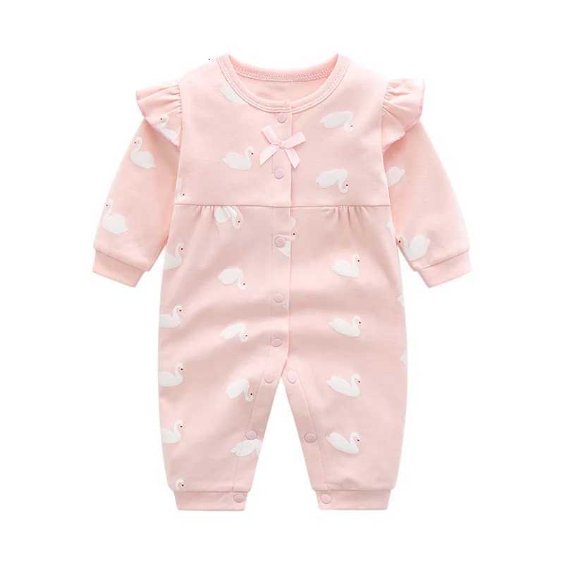 Autumn Baby Clothes 0 To 3 6 12 Months For Infant Newborn Girl Rompers pink Princess girls Jumpsuit with Foot Kids Bodysuit Z250712
