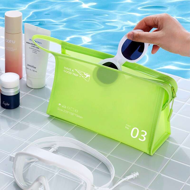 Jelly Series Cosmetic PVC Waterproof Storage Makeup casual Solid Color Toiletry Bag Portable