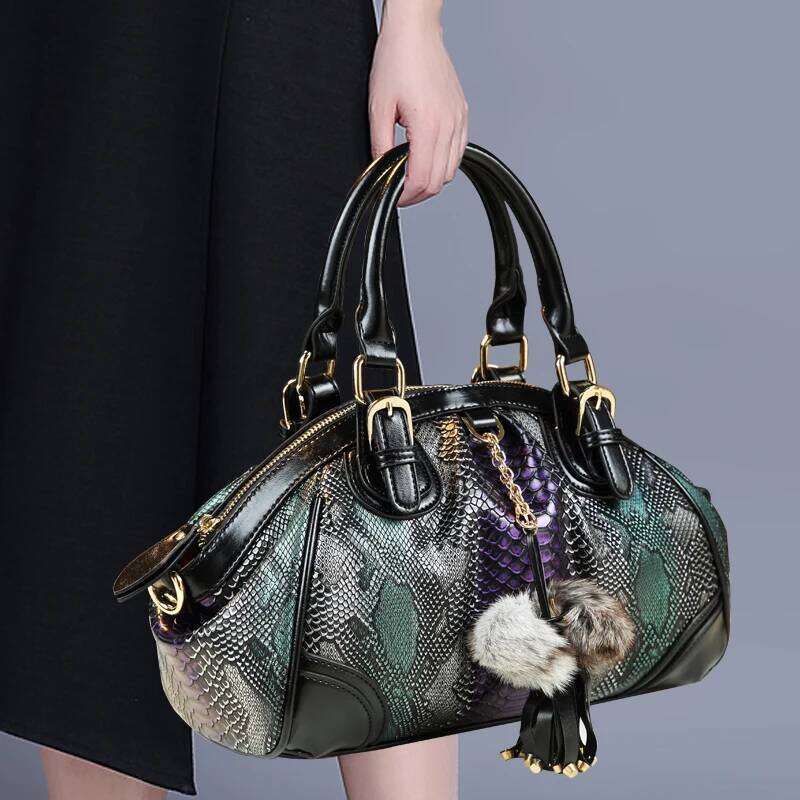 Cowhide Leather Women Handbags Female tassel Serpentine Dumpling portable Tote bag ladies shoulder messenger bags New