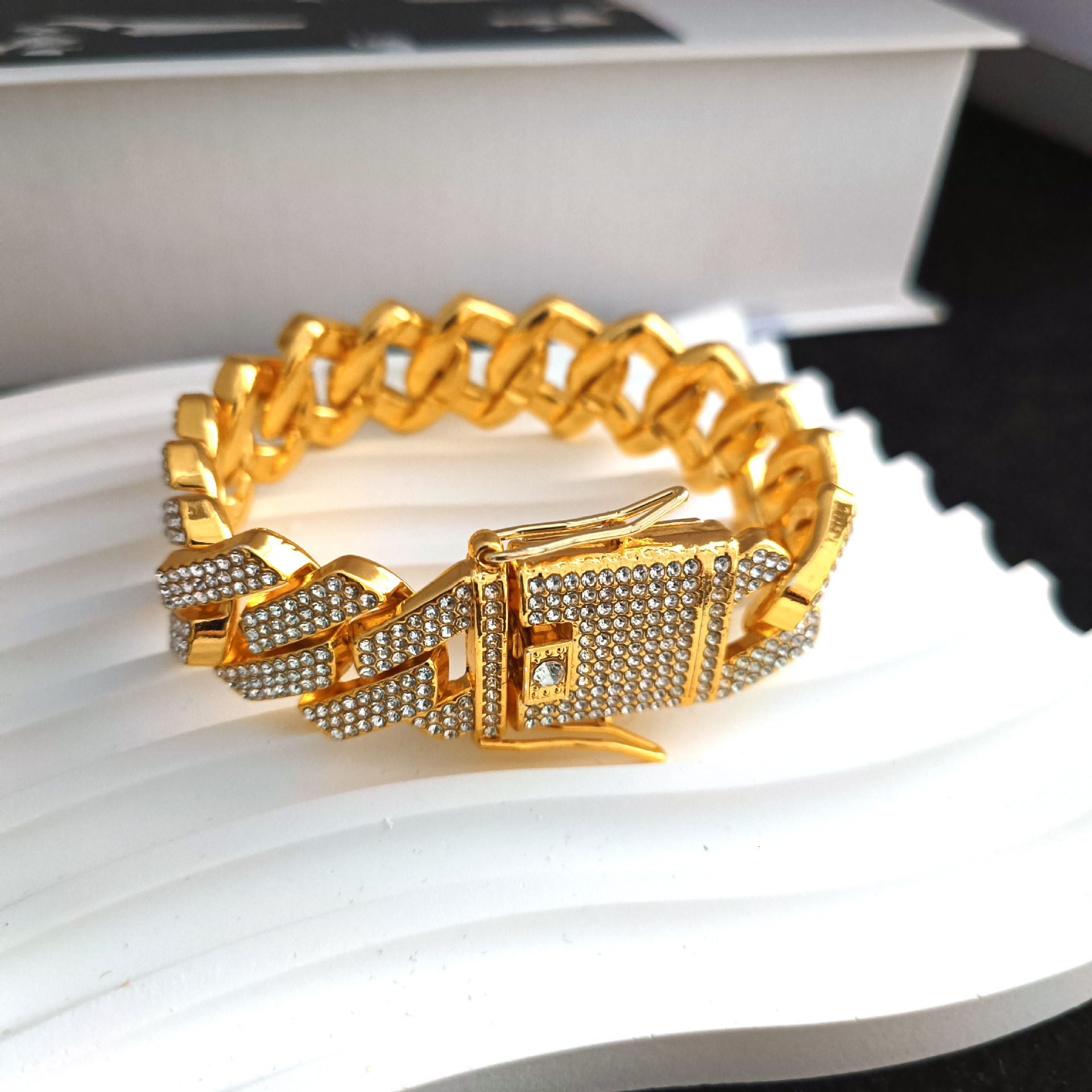 Luxury Jewelry Designer Jewelry Fashion Alloy Rhinestone Chain Link 20mm Diamond Full Necklace Three Rows Full Diamond Cross-border Hot Item