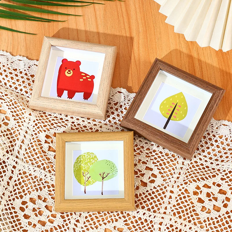 Wooden Square Photo Stand, Storage Frames for Wedding Party, Picture Frame, Home Decor Gift, 10x10cm, 20x20cm H260306