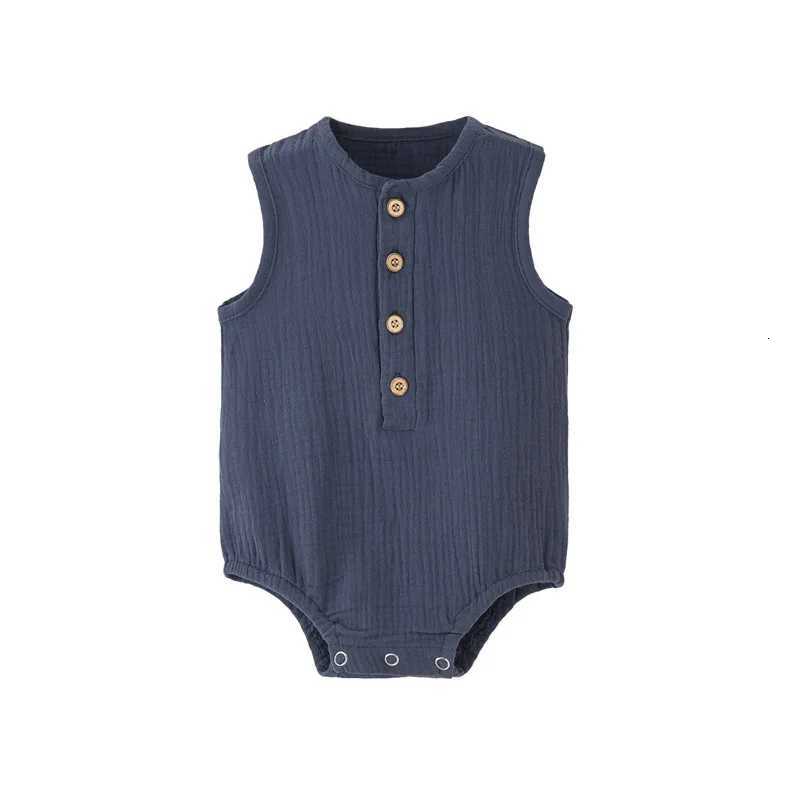 Summer Solid Newborn Baby 100% Cotton Linen Bodysuits Boy Girl Sleeveless Romper Jumpsuit Soft Skin-Friendly Thin Comfy Z250712