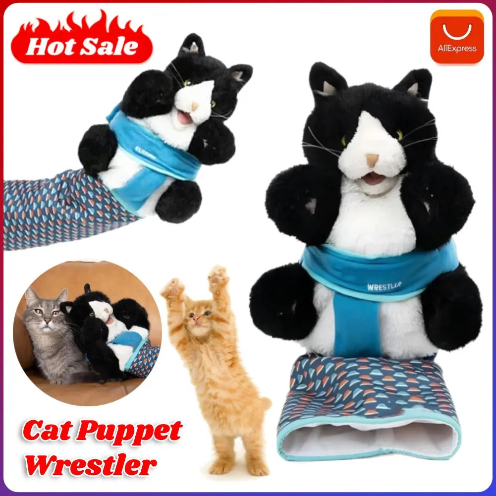 Cat Puppet Wrestler Interactive Play Cat Toys Wrestling Glove With Sturdy Padding Soft Plush Cat Wrestle Toy Animal Hand Glove 250708
