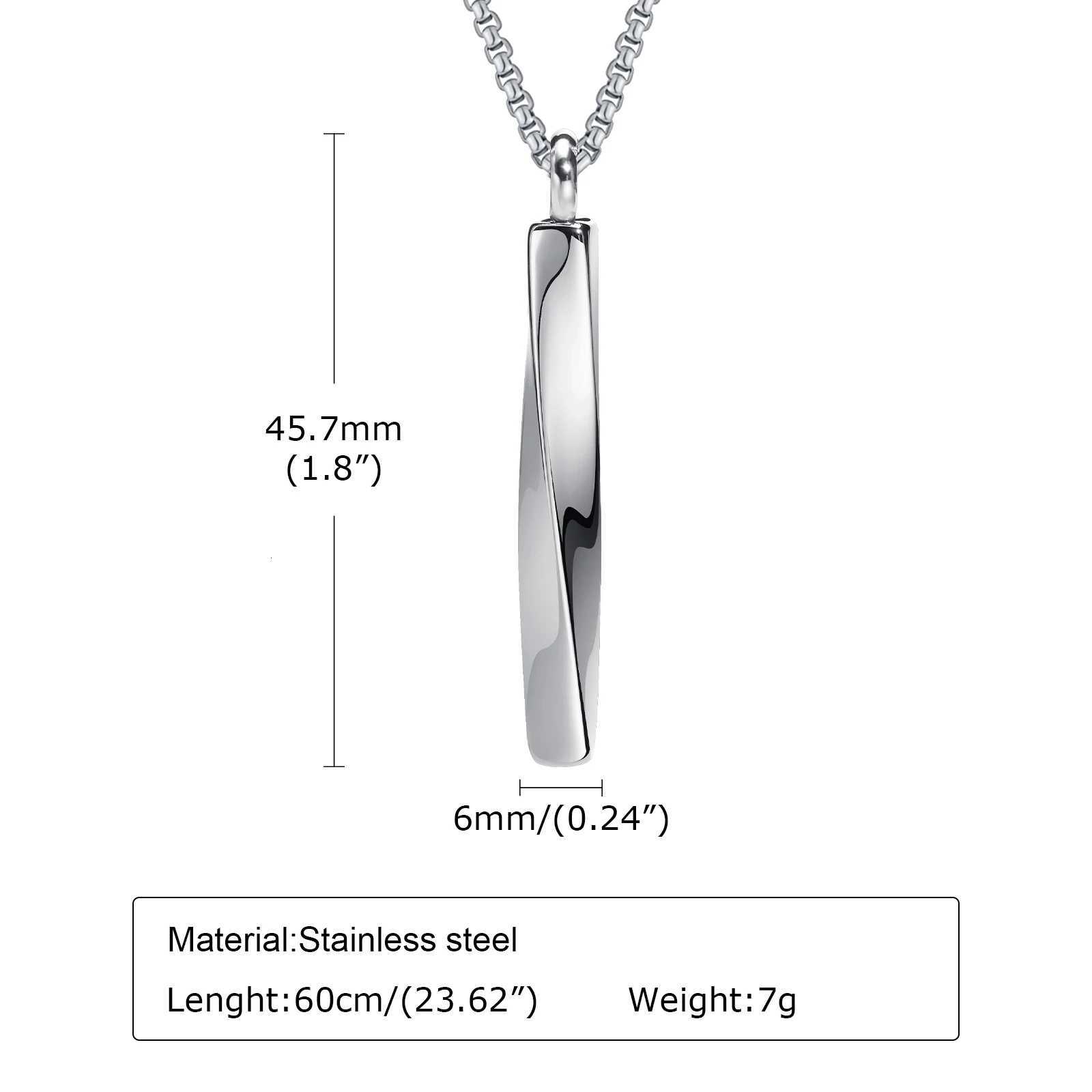 Stylish Mobius Necklaces for Men Waterproof Stainless Steel Twisted Vertical Bar Pendant Collar Gifts Jewelry Can Be Opened W250712