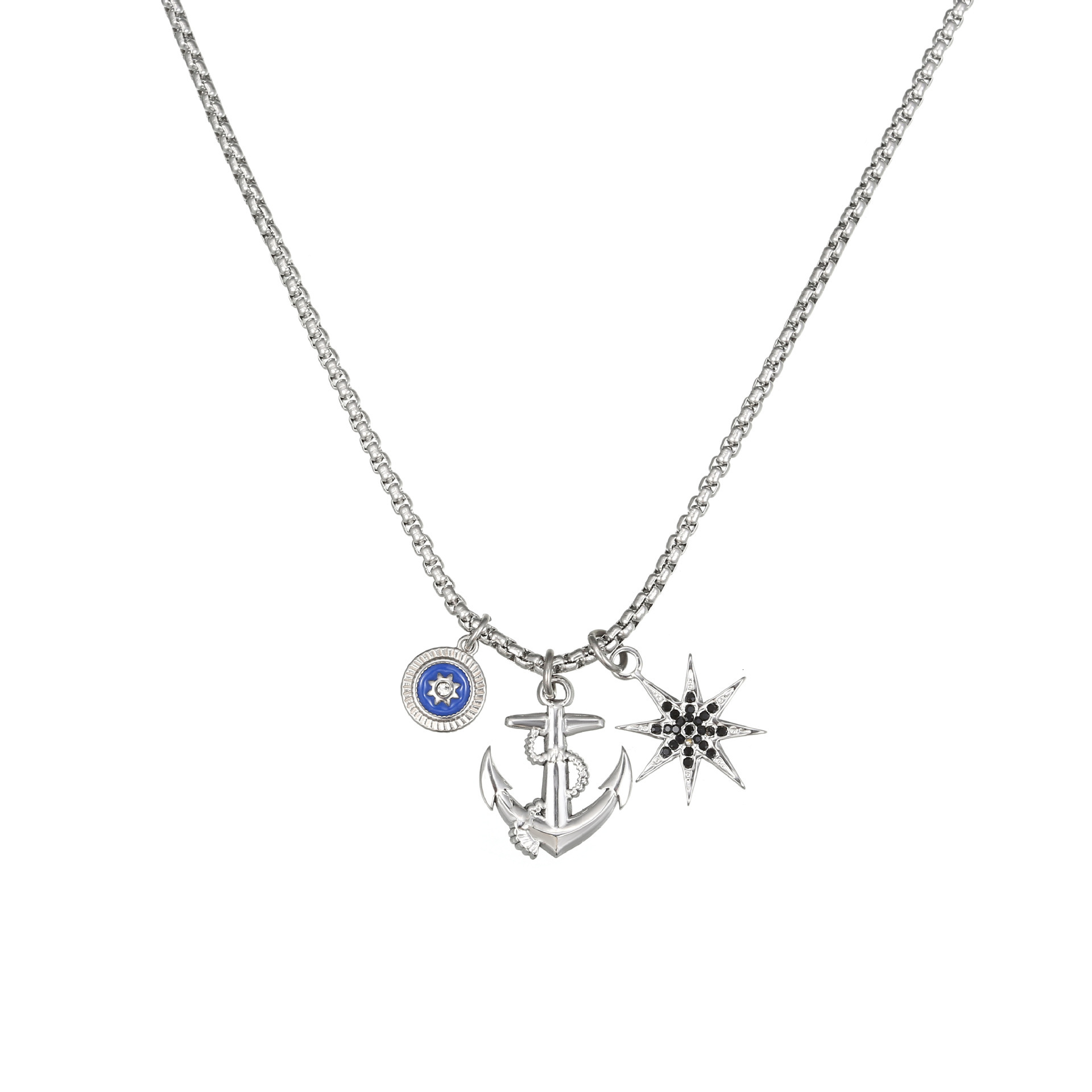 Luxury Jewelry Designer Jewelry LOFTILY Cross-border Amazon Hot-selling Eight-pointed Star Axe Round Pendant Necklace For Men Personalized Stainless P