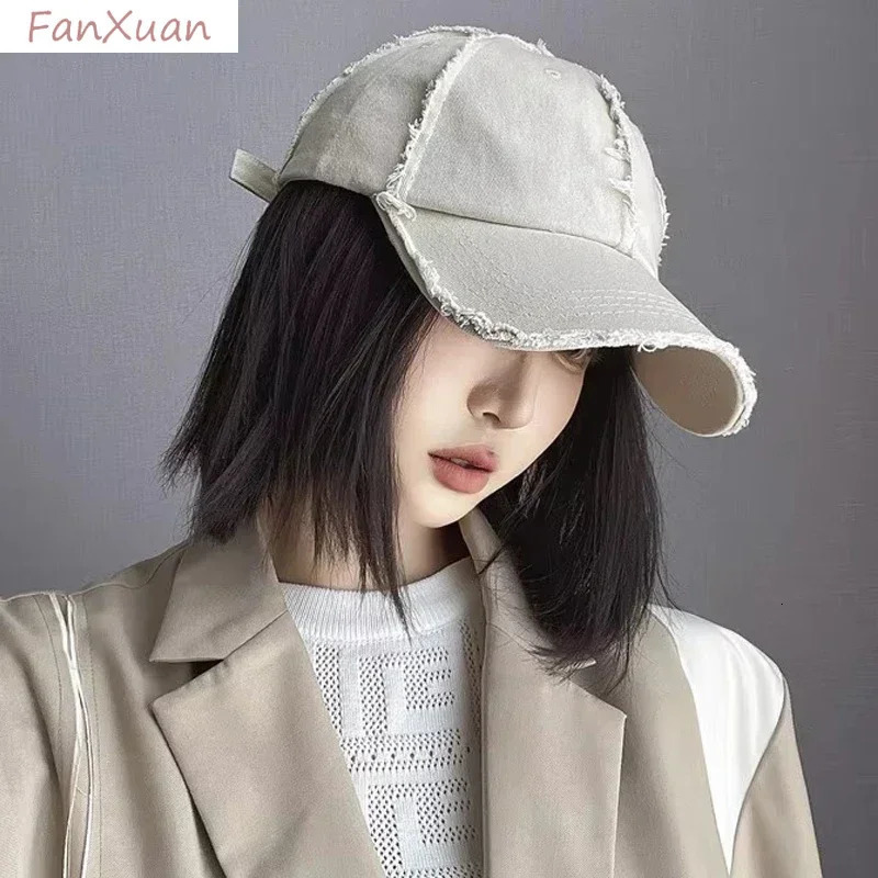 Y2k Baseball Cap for Women Men Spring Summer Caps Women Sun Hat Distressed Edges Fringed Cotton Hat 250711
