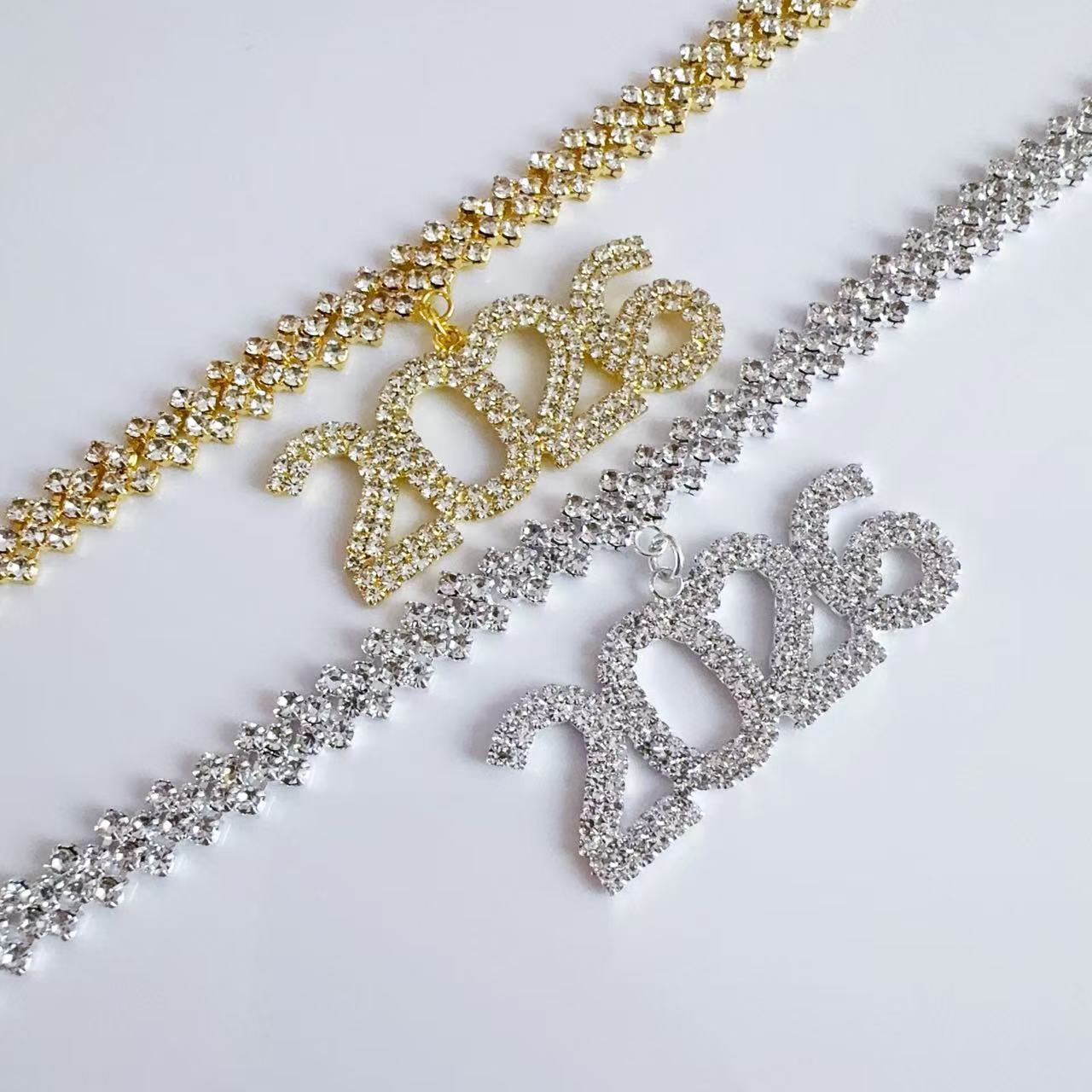Luxury Jewelry Designer Jewelry Cross-border Hot-selling Rhinestone Number 2026 Pendant Necklace Jewelry For Men And Women Hip-hop Nightclub Short Cla