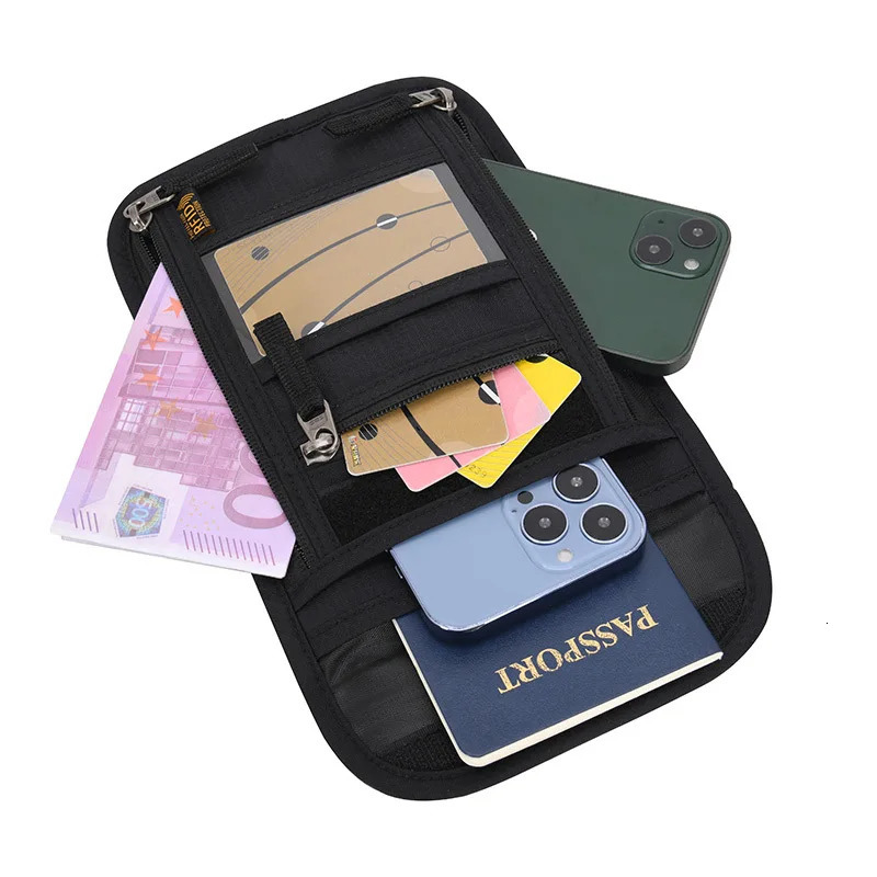 RFID Protection Passport Holder Travel Neck Pouch Anti-theft Wallet Hidden Money Document Card Holder Waterproof Large Organizer 250708