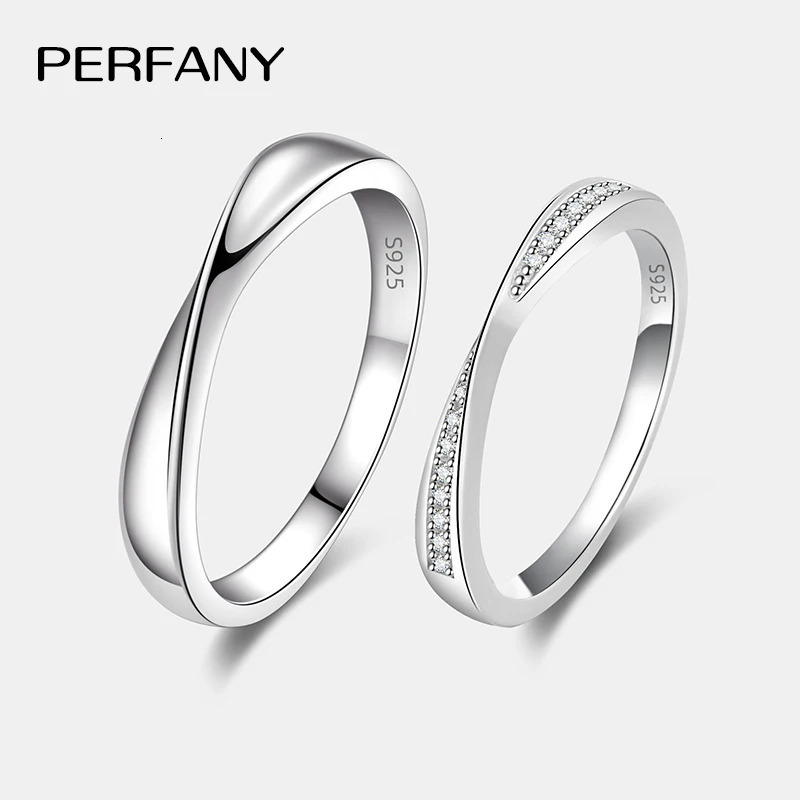 PERFANY S925 Pure Silver Ring for Women Men Couple Ring Fashion Wedding Jewelry Valentines Day Gift 250708