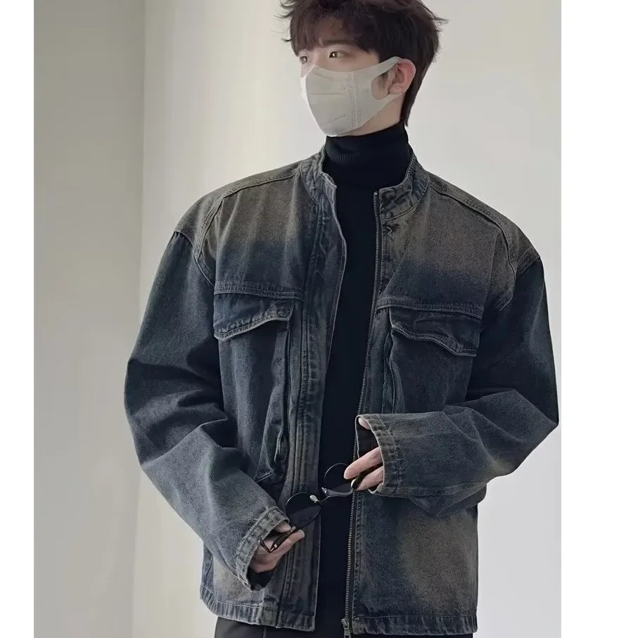 Autumn/Winter Loose-Fit Denim Jacket For Men Trendy Vintage Washing Niche Sensibility Top Casual Clothing Regular Length 250708