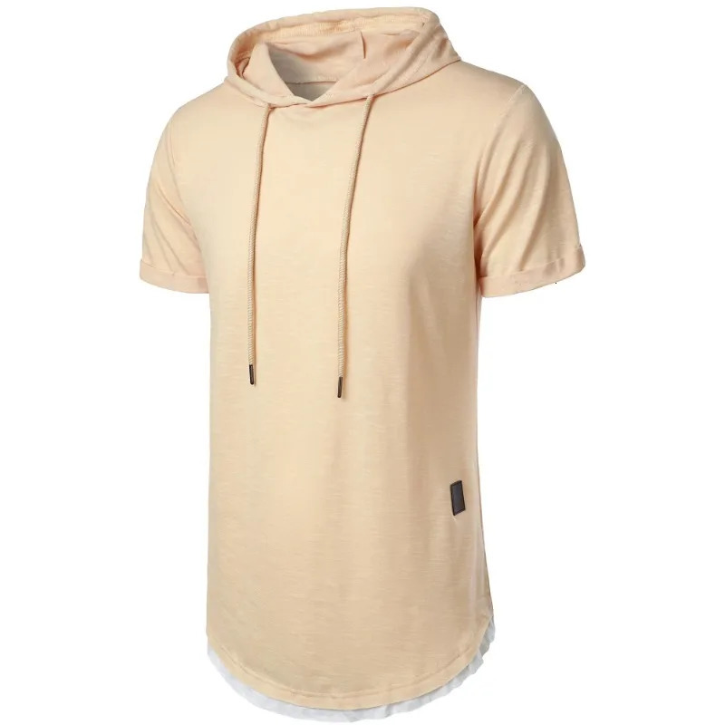 Summer Hooded Sweatwear Mens Short Sleeve Loose Tshirt Solid Color Lightweight Hoodie Fitness Breathable Collar Tops 250707