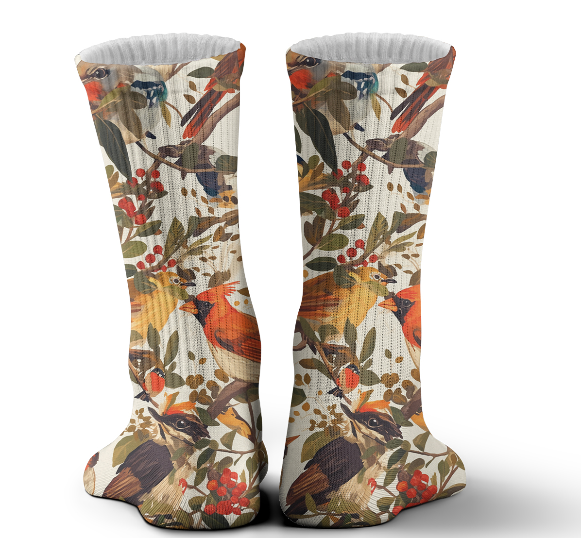 boho bird print crew socks nature inspired fashion crew unisex socks breathable quickdry material