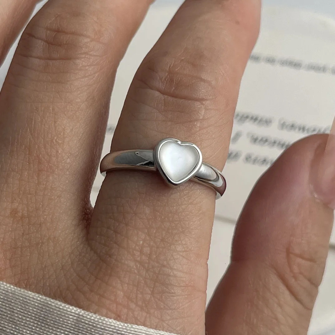 925 Sterling Silver Rings for Women Couple Minimalist Handmade Oval White Stone Ring Fine Jewelry Gift Prevent Allergy 250708