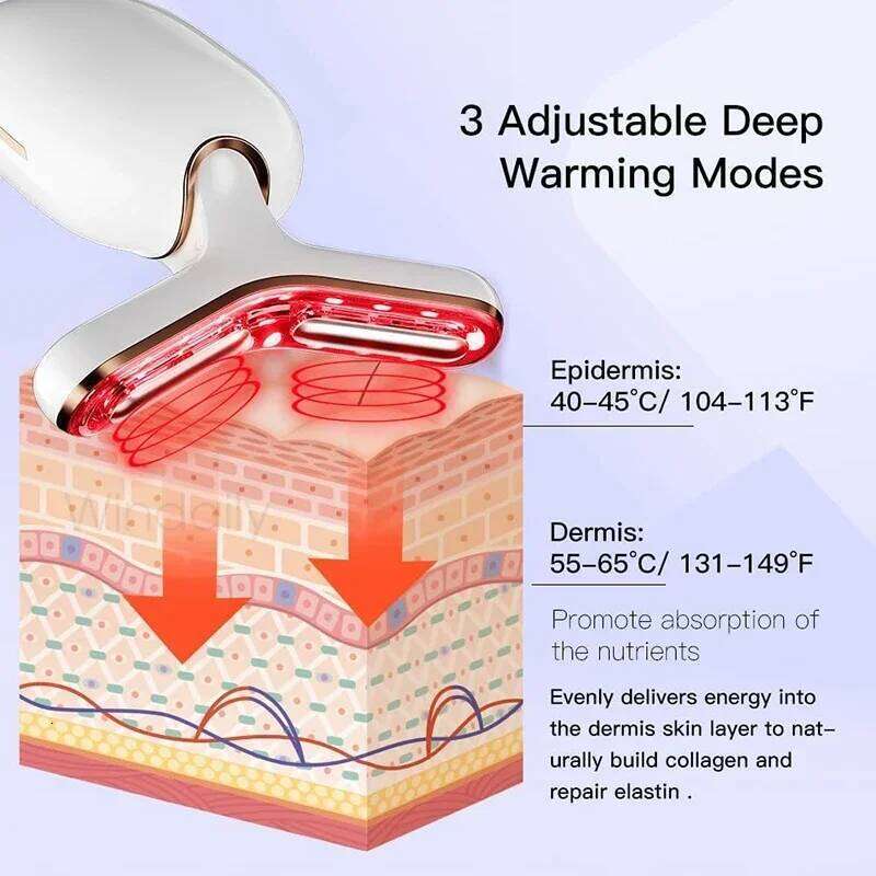 Face Neck Lifting Device Vibration EMS Facial Massager LED Light Therapy Hine Tighten Wrinkle Remover Skin Care Tools
