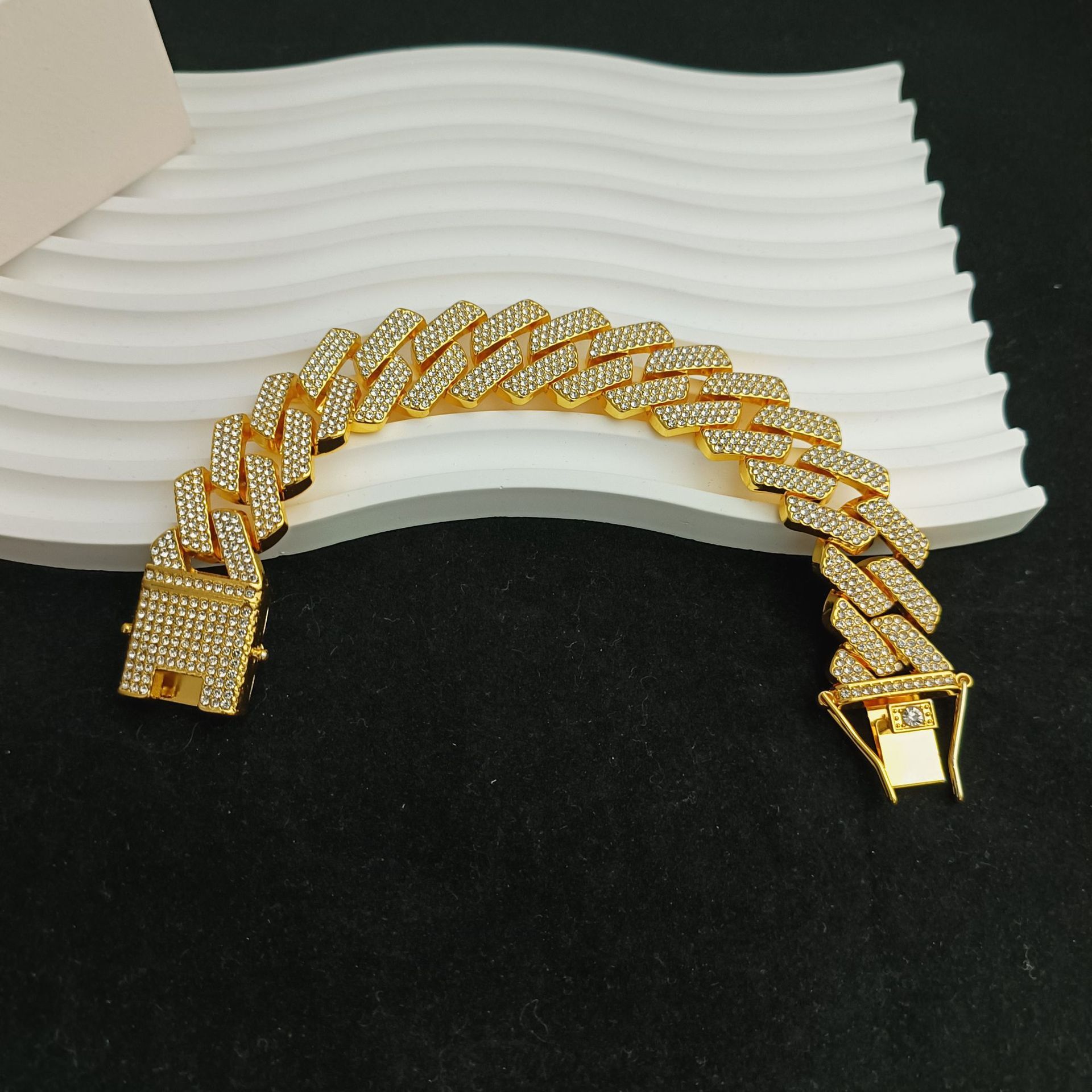 Luxury Jewelry Designer Jewelry Fashion Alloy Rhinestone Chain Link 20mm Diamond Full Necklace Three Rows Full Diamond Cross-border Hot Item