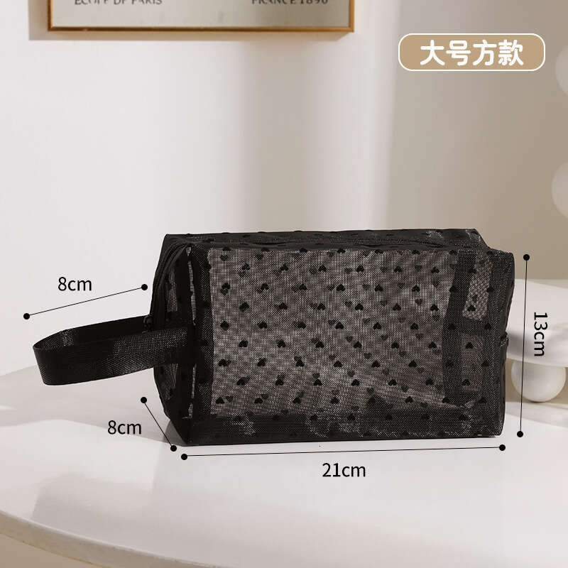 New Heart-Shaped Makeup Handheld Large Capacity Mesh Storage for Women Ins Style Portable Travel Compact Toiletry Bag
