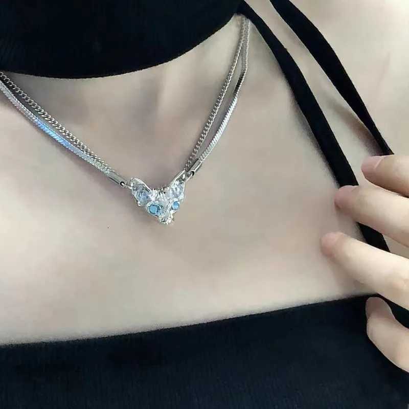 Fashionable Sweet and Cool Dark Cat Double Layer Clavicle Chain Senior Niche Design Cool Tpeent Opard Necklace W250712