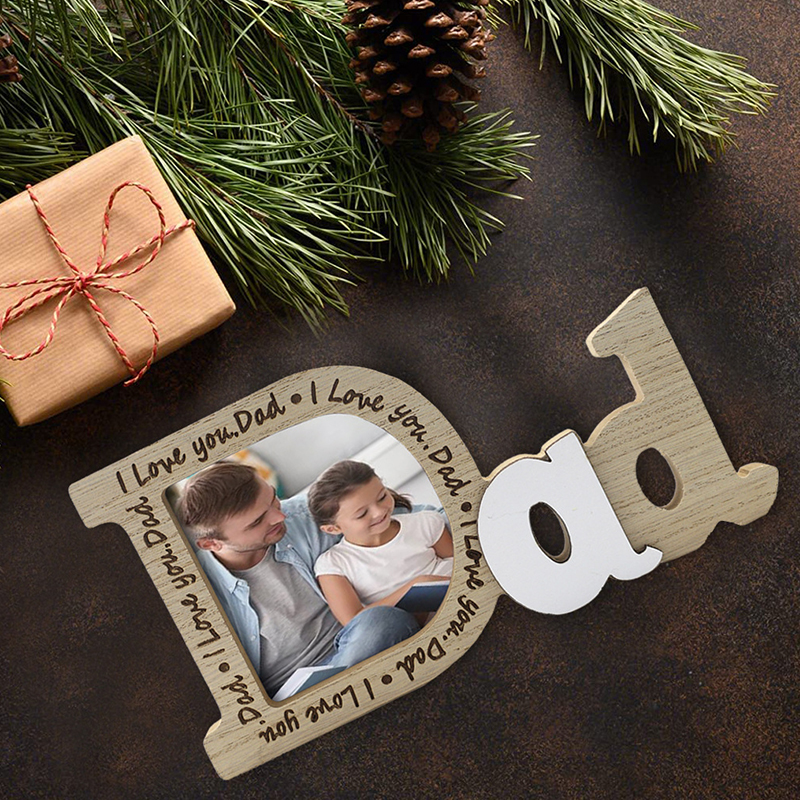 Wooden Love Crafts For Wedding Father's Day Papa Picture English Letter Photo Frame Table Simple Decorate Gift H260306