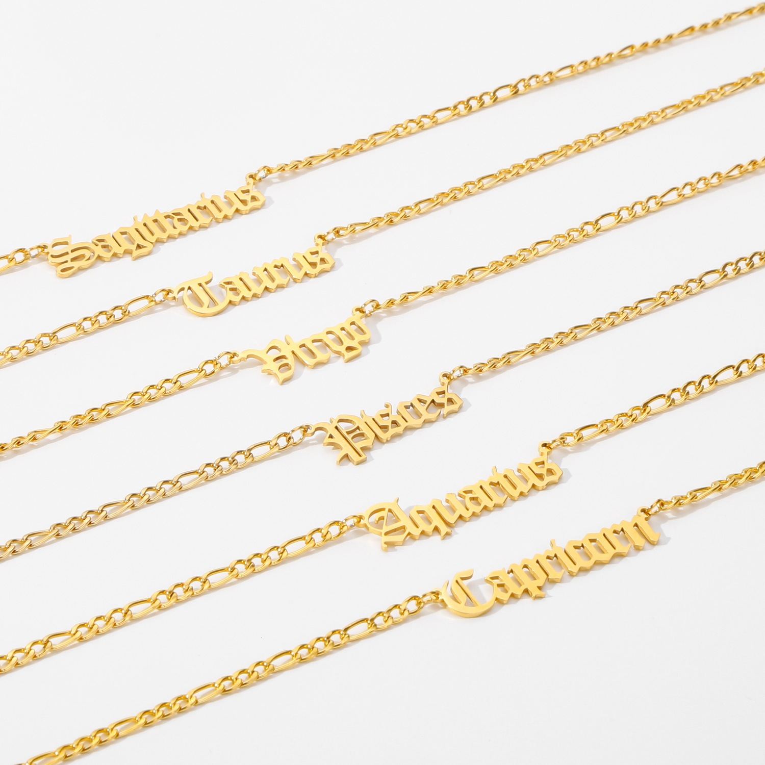 Luxury Jewelry Designer Jewelry Cross-border 18K Chain 12 Zodiac Ancient Letters Men And Women Stainless Steel Vacuum Electroplating Necklace Personal