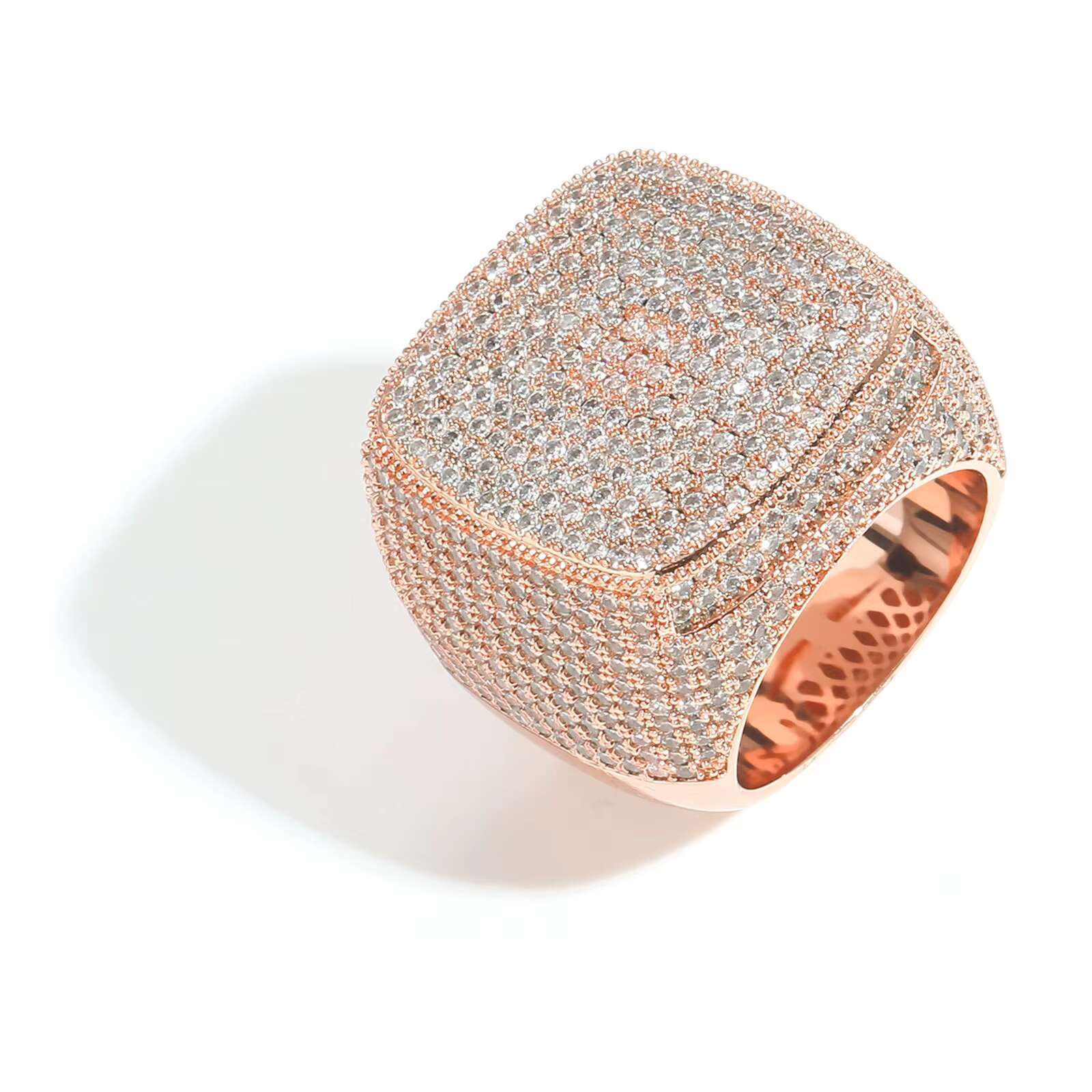 Hip Hop Trending CZ Diamond Rings Silver Gold Plated Brass Micro Pave CZ Stone Square Shaped Ring for Women Jewelry