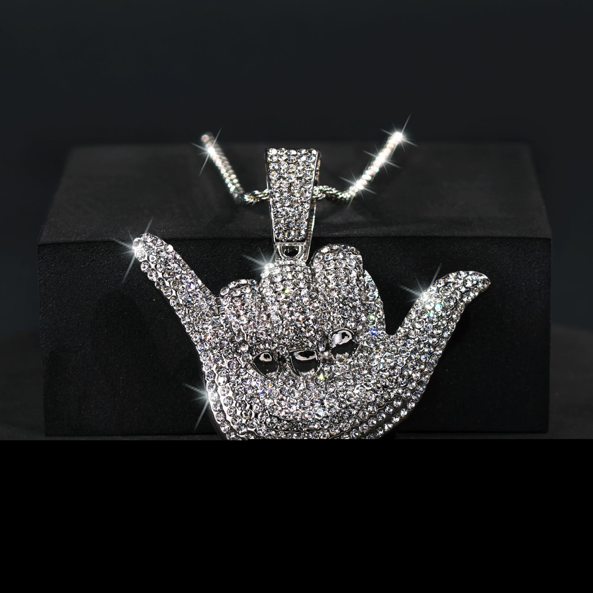 Luxury Jewelry Designer Jewelry New Hot-selling Hip-hop 666 Gesture Full Diamond Pendant Necklace Men's Personality Cool Chain Accessory
