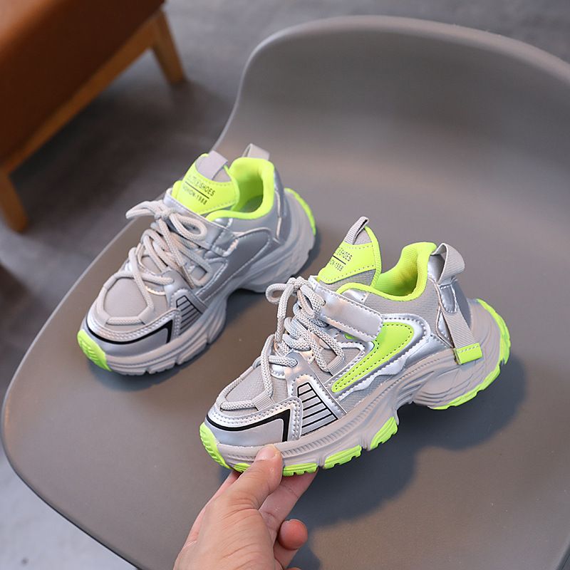 Children High Platform Sneakers Fashion Pink Green Girls Shoes Toddler Kids Shoes for Boys Thick Sole Sports Tennis Shoes Sizes US5.5C-US6Y 000317