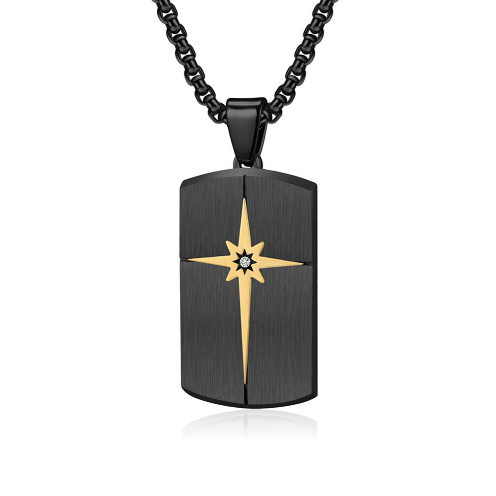 Luxury Jewelry Designer Jewelry Cross-border New Men's Fashion Stainless Steel Interlight Sand Black Pendant Retro Cracked Titanium Steel Non-fad