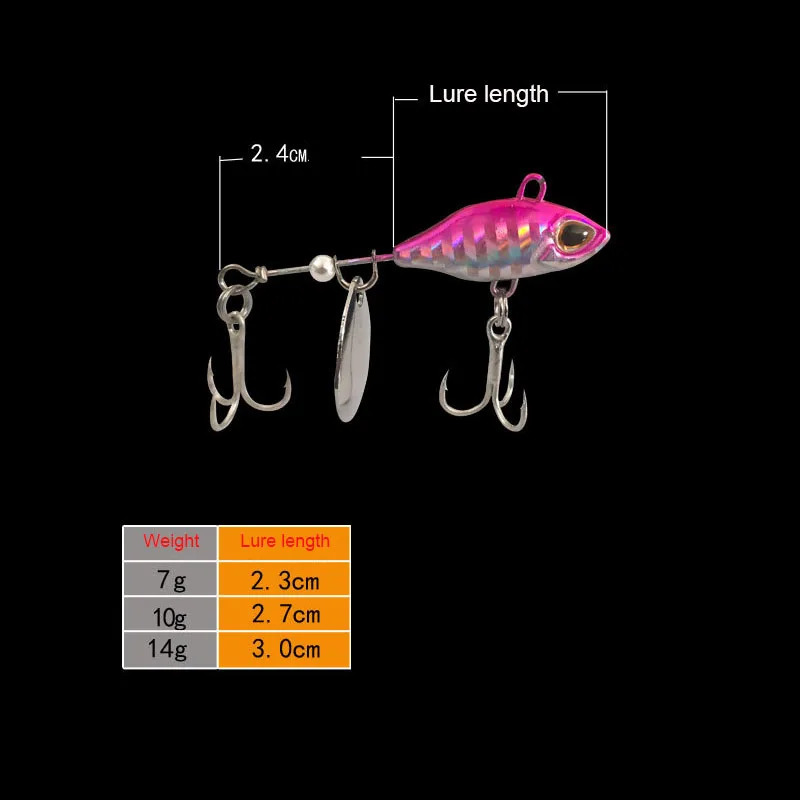 71014g Long S Rotating VIB vibration Bait Spinner Tail Spoon Fish Lure Jig Tractor Fishing Hard Baits Tackle Pesca 250708