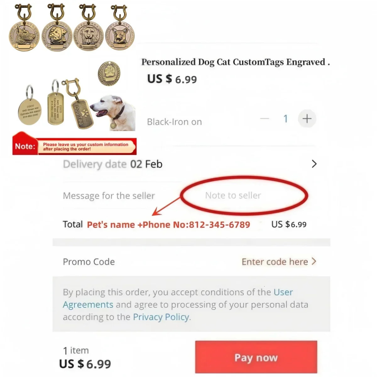 VIP Customizable Engraved Pets ID Tag for Dog Cat Bronze Nameplate Tags Personalized Address Number Dogs Collar ID Pendant 250709