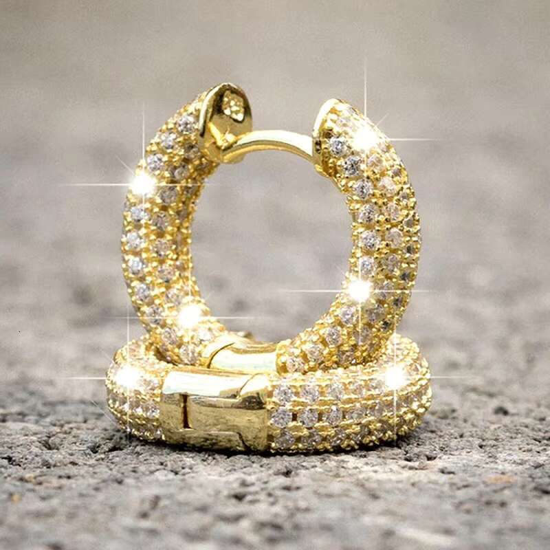 Luxury Cubic Zirconia Round Circle Earring Fashion Jewelry Wholesale Sport Style Hoop Earrings for Men Women