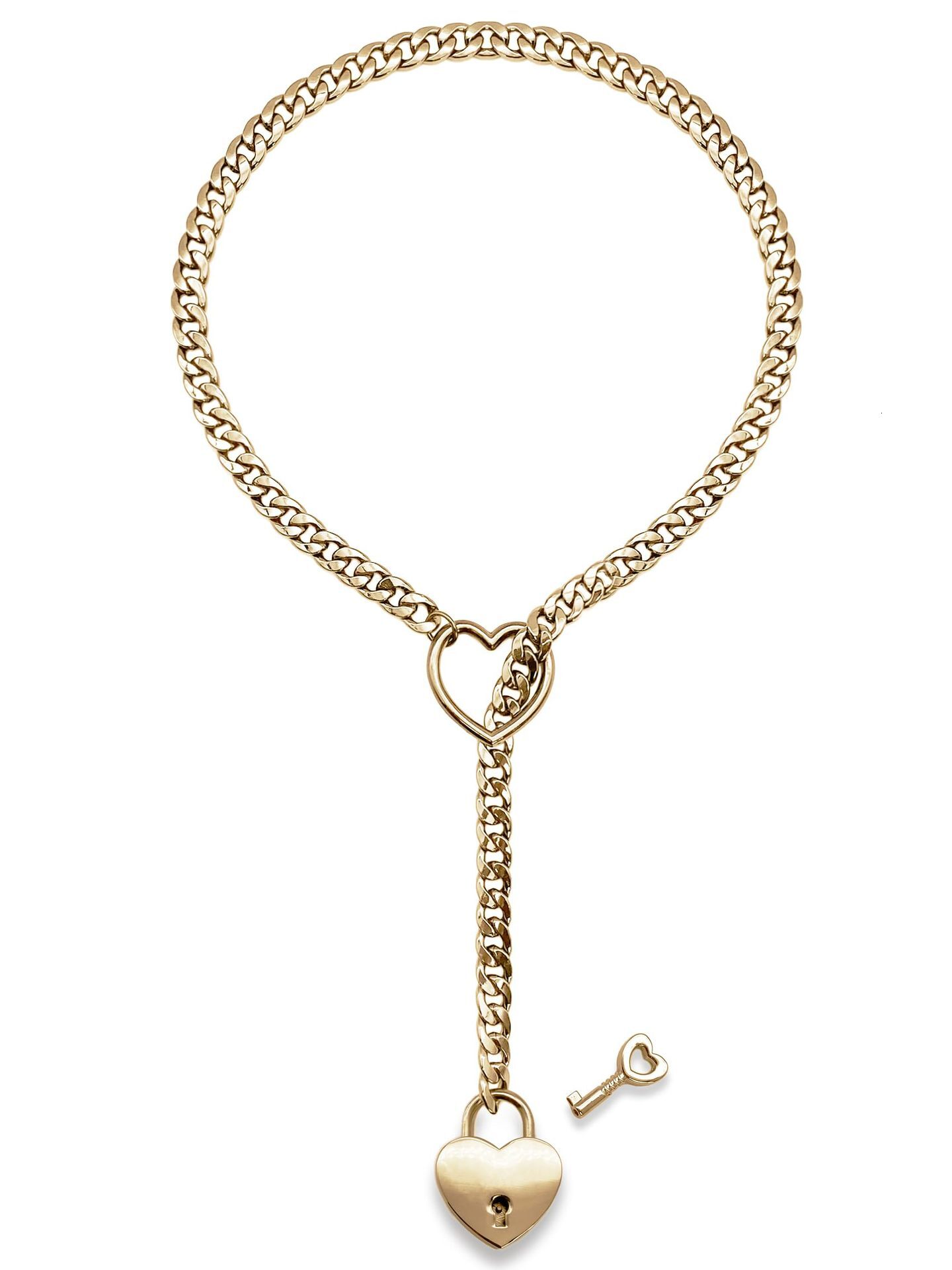Luxury Jewelry Designer Jewelry Brass Real Gold Plated European And American Cross-border Hot Selling Necklace Fashion Heart-shaped Ring Punk Personal
