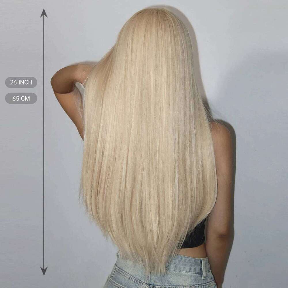 Light Golden Hair Long Silky Straight Synthetic for Women Blonde Natural Hairs Wig Daily Lolita Heat Resistant Wigs