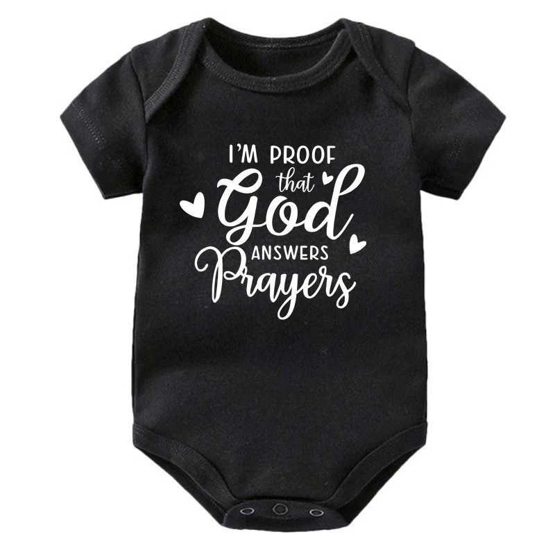 Im Proof God Answers Prayers Newborn Baby Bodysuit Short Sleeve Infant Clothes Summer Jumpsuit Christian Holiday Gift Z250712