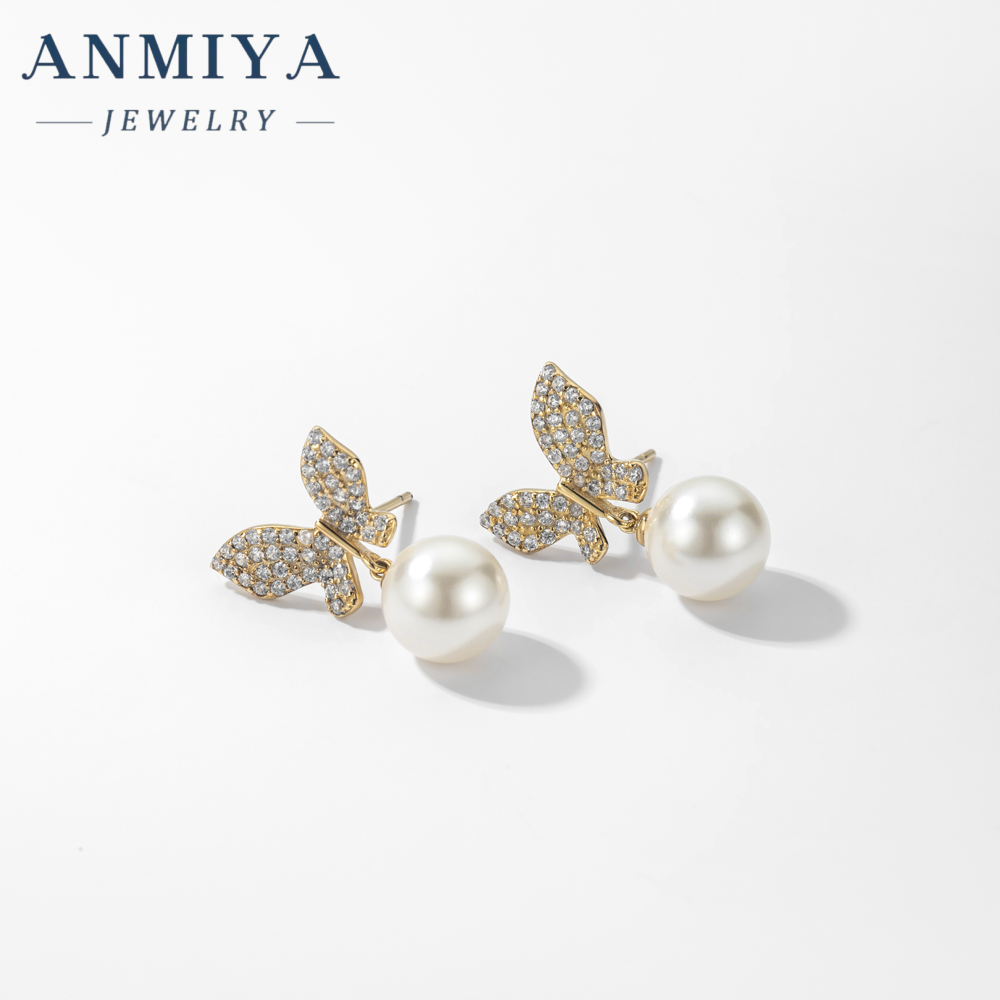 Best Selling butterfly Water Resistant Zirconia Cute Sweet Earrings Stud 925 Silver High Quality Earring for Women Summer