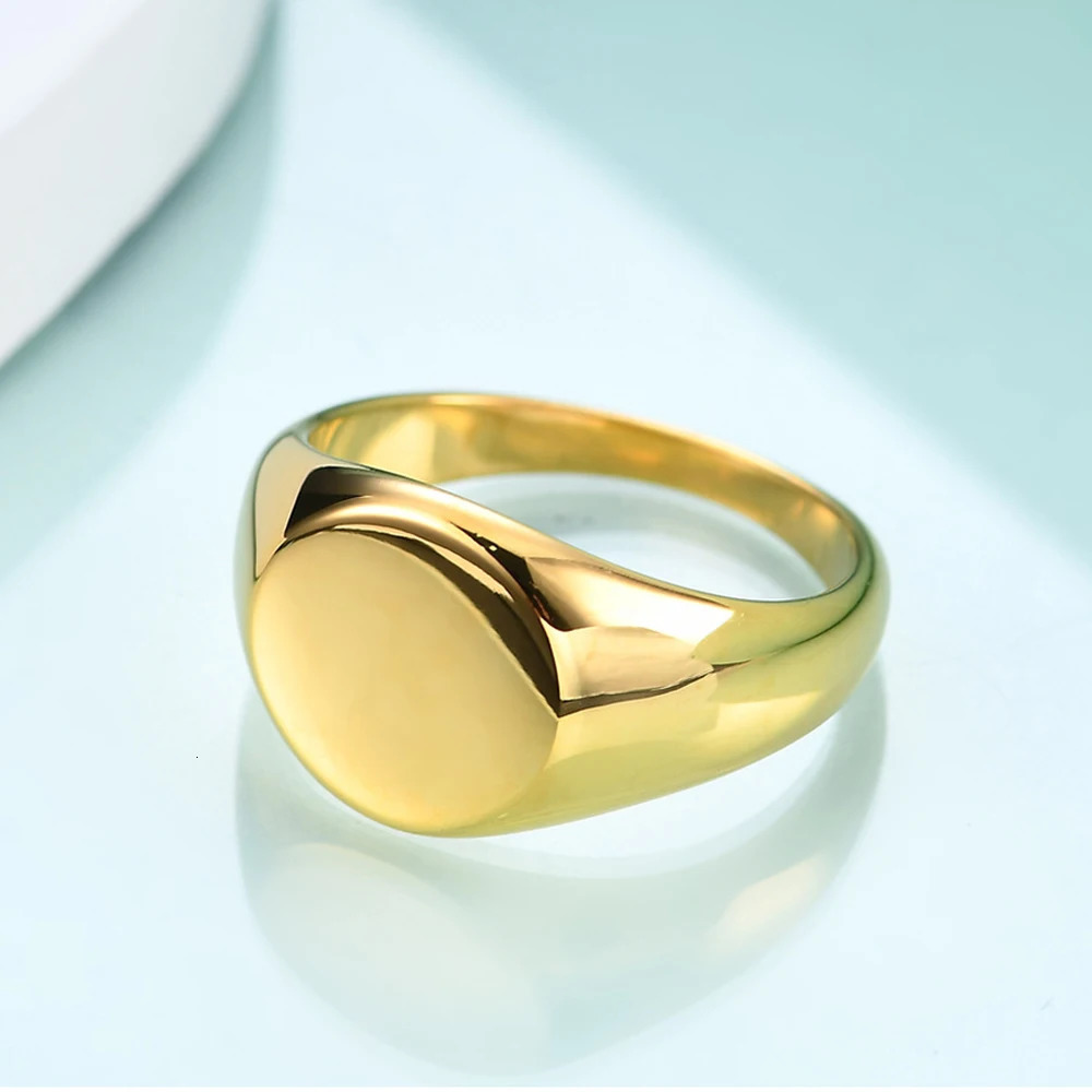 4/5/6/7/8/9/10/11/12 Stainless Steel Round Smooth Surface Ring Plated 18K Gold Color Men Women Finger Jewelry Drop 250708