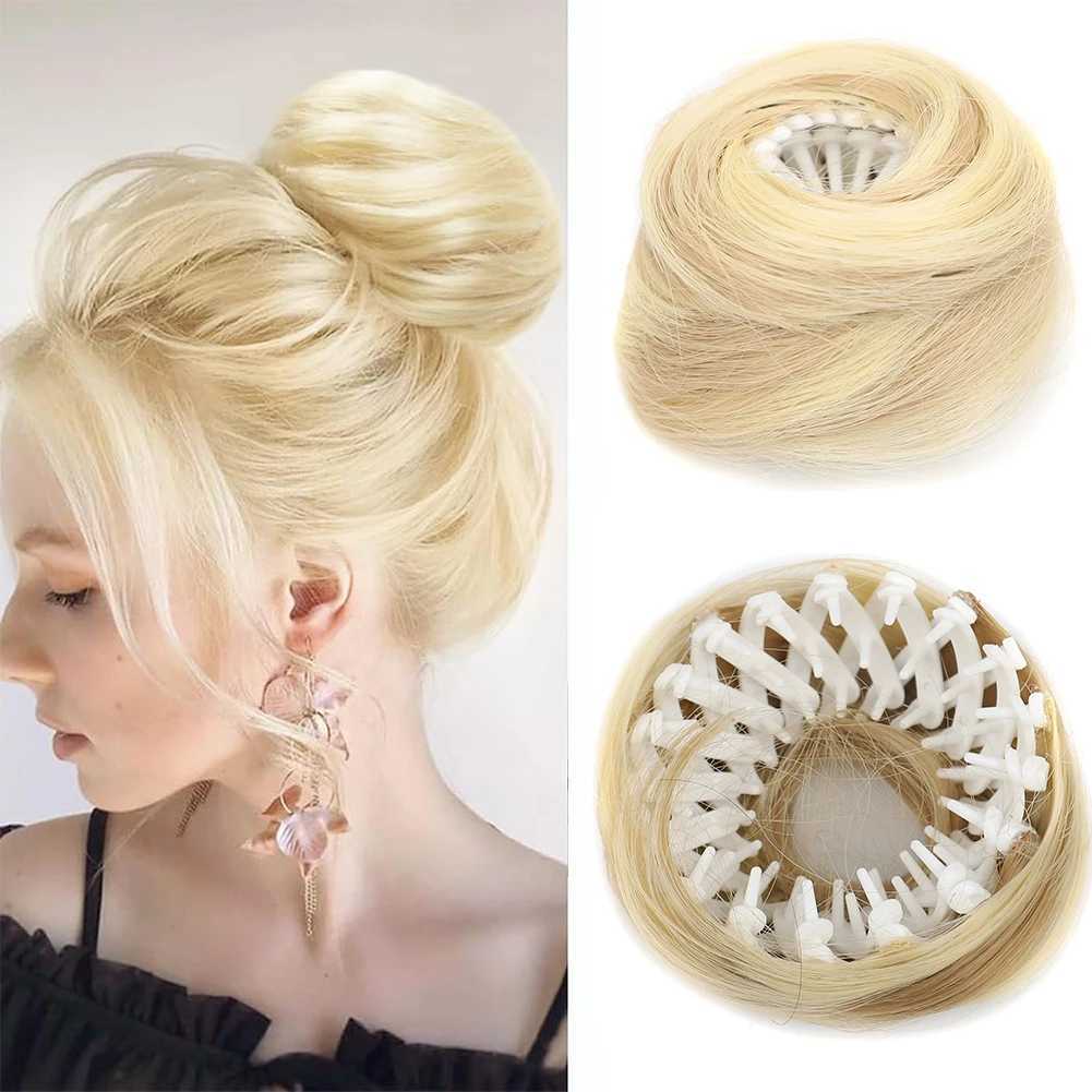 Synthetic Mini Claw Clip in Messy Hair Bun Donut Updo Hairpieces for Women Girls Curly Chignon Birds Nest Shaped Retractable R250712