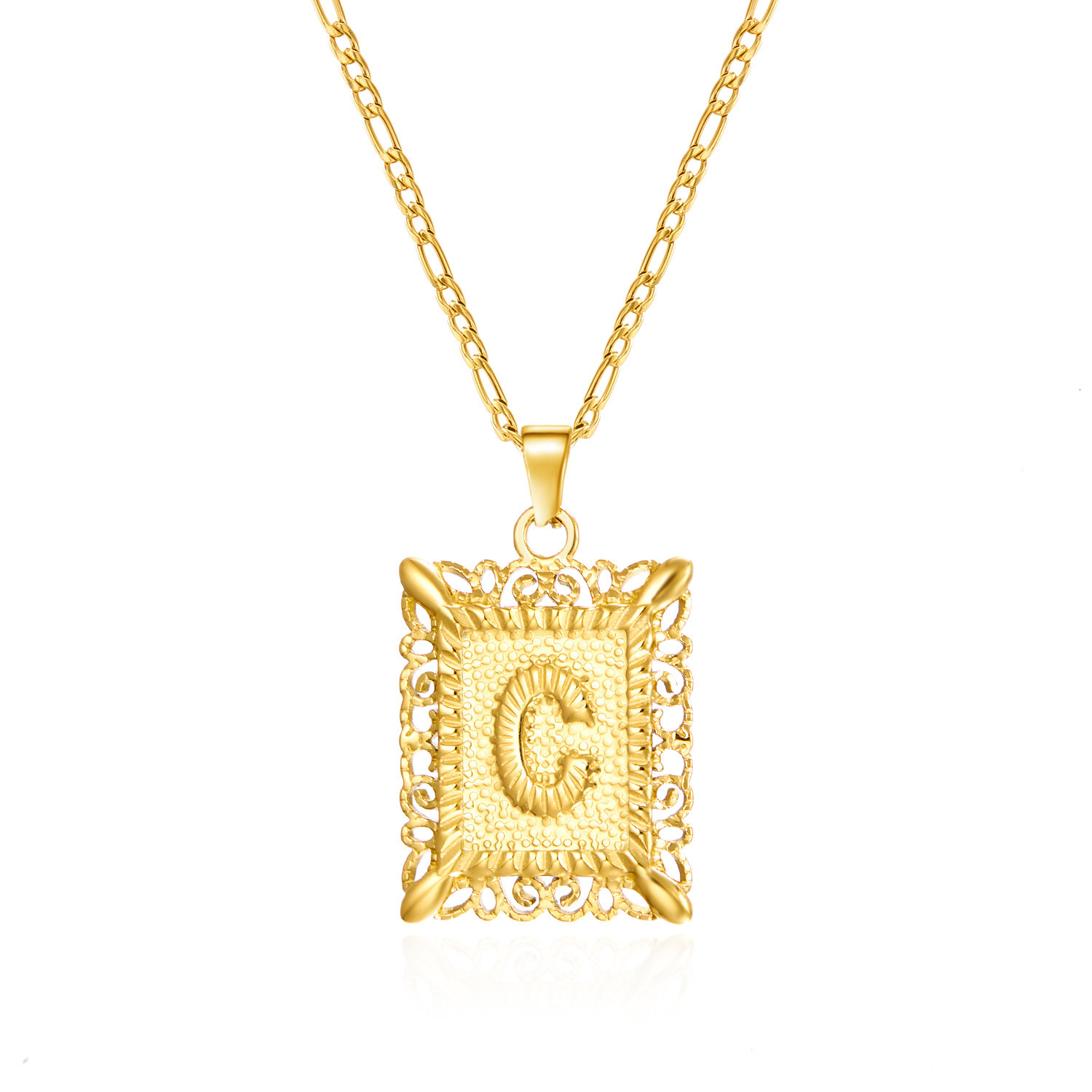 Luxury Jewelry Designer Jewelry Cross-border Fashion New Letter Necklace Creative Versatile Gold 26 Letter Square Stainless Steel NK Chain Necklace Wh