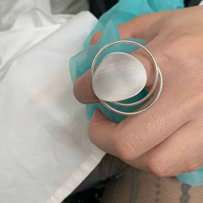 925 Sterling Silver Rings for Women Couple Minimalist Handmade Simple Big Circle Ring Fine Jewelry Gift Prevent Allergy 250708