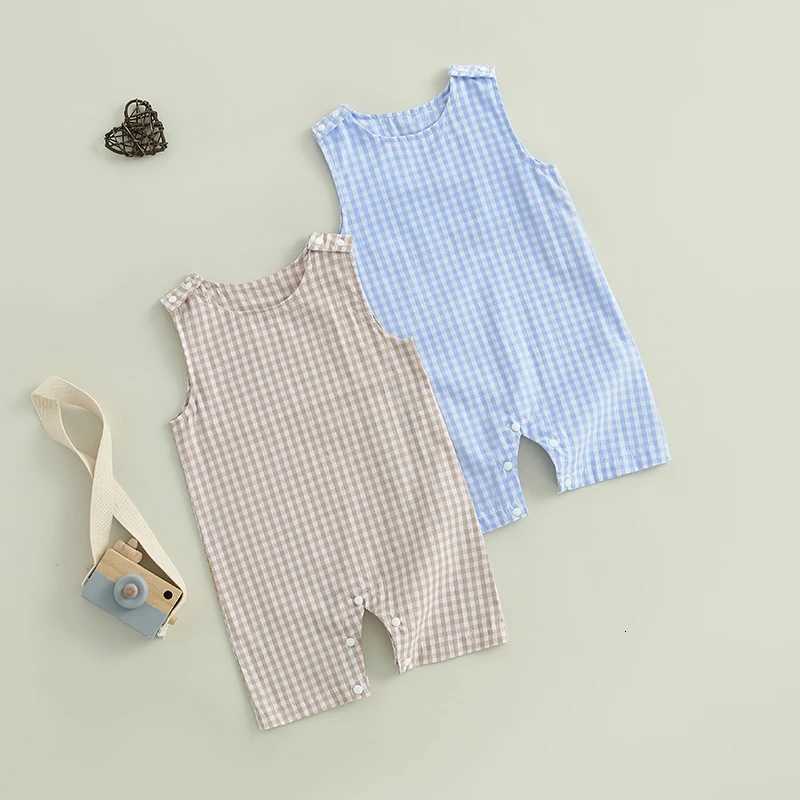 Tsute Toddler Striped Sleeveless Romper Jumpsuit with Round Neck and Button Closure for Baby Boys and Girls Z250712