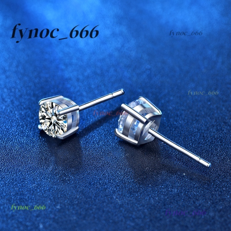 Moissanite Gemstone Stud Earrings for Women Classic Four Claw Design Solid 925 Sterling Silver Solitaire Party Fine Jewelry