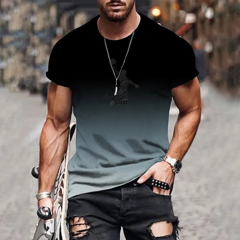 Casual Daily 3D Mens Gradient TShirt Fashion Print Trendy Harajuku Streetwear Large Size Round Neck Comfortable Top 250707