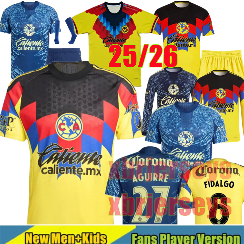 25 26 Liga MX Club America Soccer Jerseys R.MARTiNEZ FIDALGO GIOVANI home away 3rd training vest Long sleeves 2025 2026 football men and women shirt fans player man kids