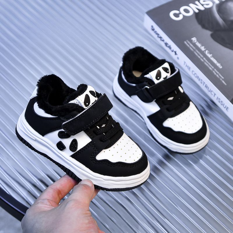Toddler Baby Kids Fashion Design Walking Shoes Sneakers White Black Panda Non-slip Sports Shoes Boys Girls Winter Outdoor Warm Board Shoes Sizes US6C-