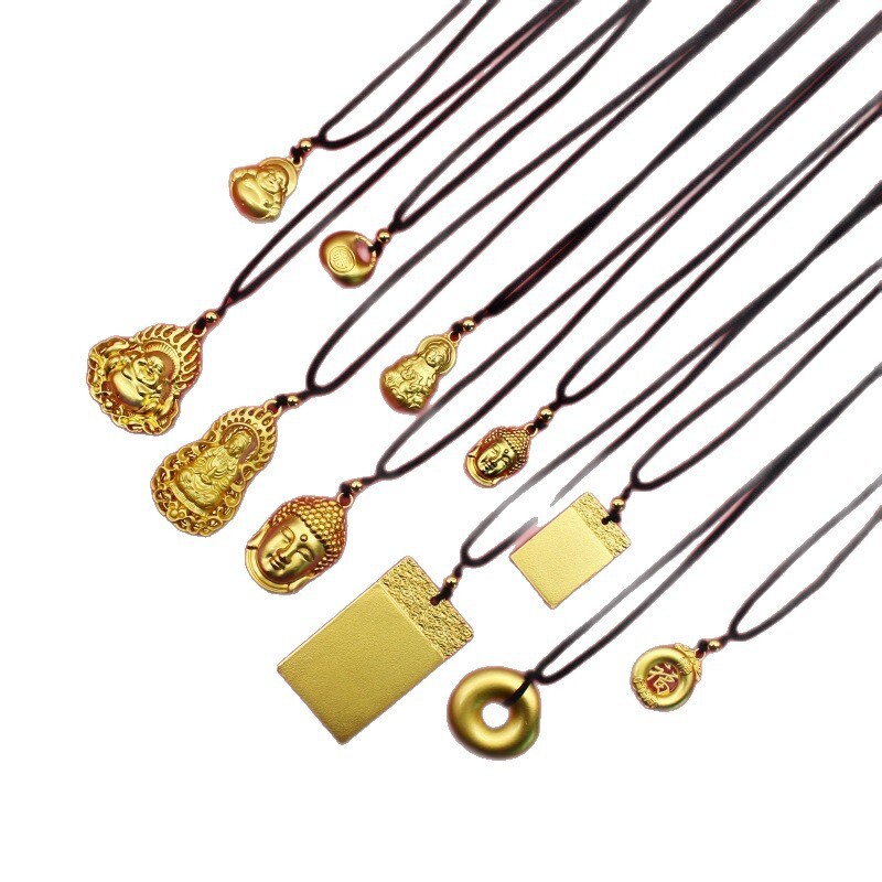 Luxury Jewelry Designer Jewelry Vintage Gold-plated Buddha Head Pendant Unisex Sweater Chain Electroplated Imitation Gold Maitreya Buddha Pendant Neck