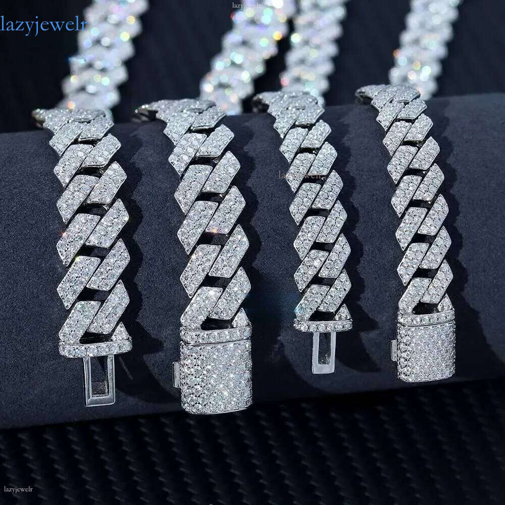 moissanite Hip Hop Jewelry Sier 14mm gold Sterling Sie Chain For Men necklace miami cuban link chain necklaces